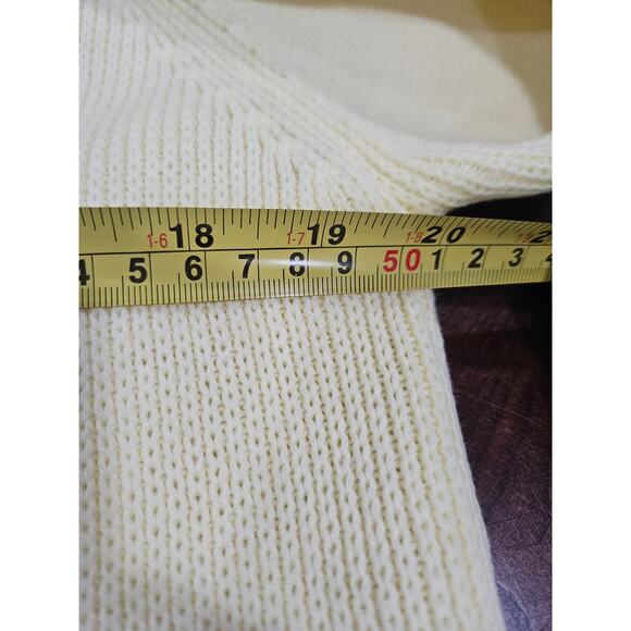 Vintage Sears Women's Yellow Button Cardigan Sweater Size M Collared Pockets - Picture 3 of 5